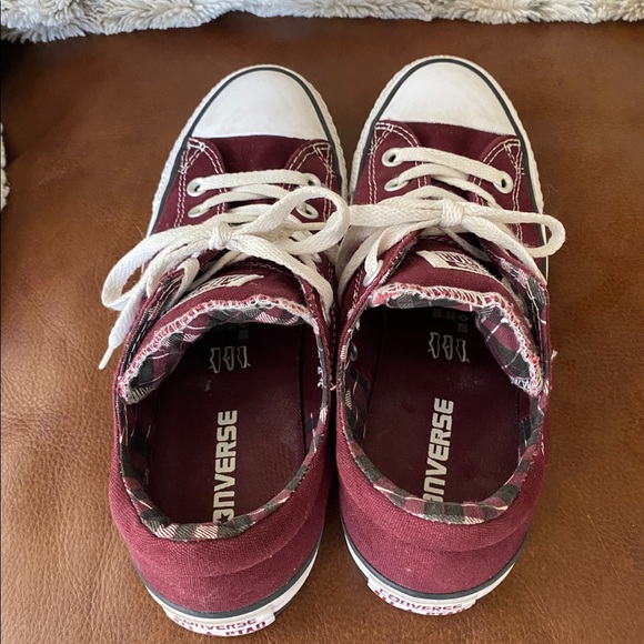 Converse Burgundy and Plaid Shoes - Picture 5 of 11